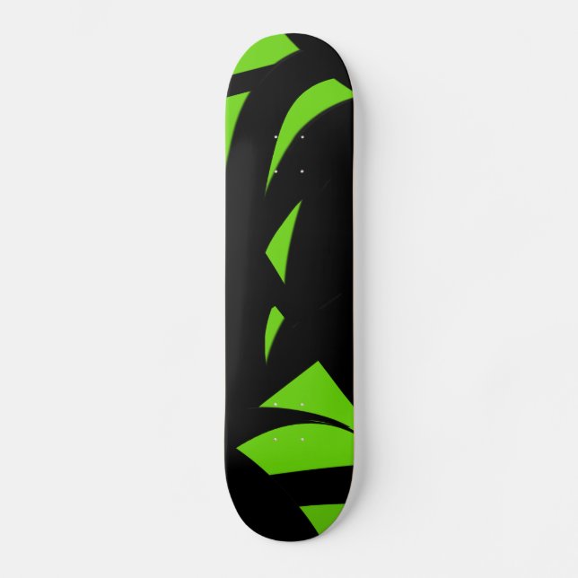 Moderne Kunst grün / schwarz Skateboard (Vorderseite)