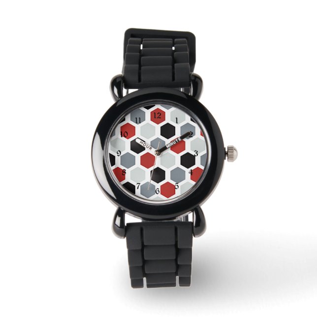 Moderne Kunst Hexagon Muster Armbanduhr (Vorderseite)