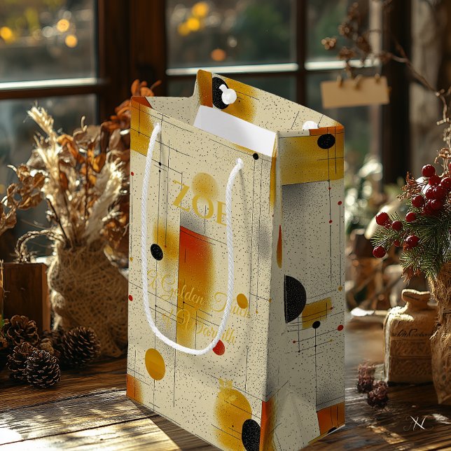 Moderne Kunst in Beige & Golden Warmth Kleine Geschenktüte (Von Creator hochgeladen)