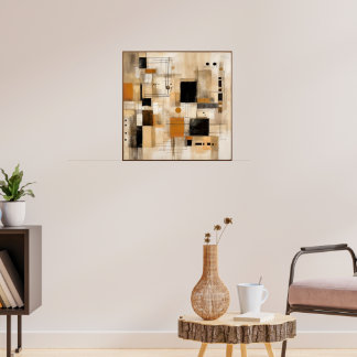Moderne Kunst in Beige und Schwarz Poster
