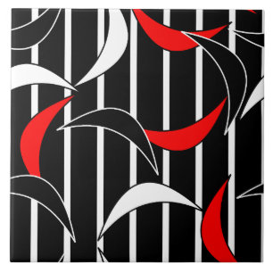 Moderne Kunst in Schwarz, Weiß, Rot Fliese