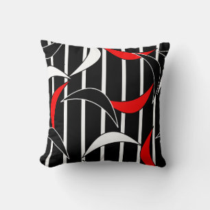 Moderne Kunst in Schwarz, Weiß, Rot Kissen