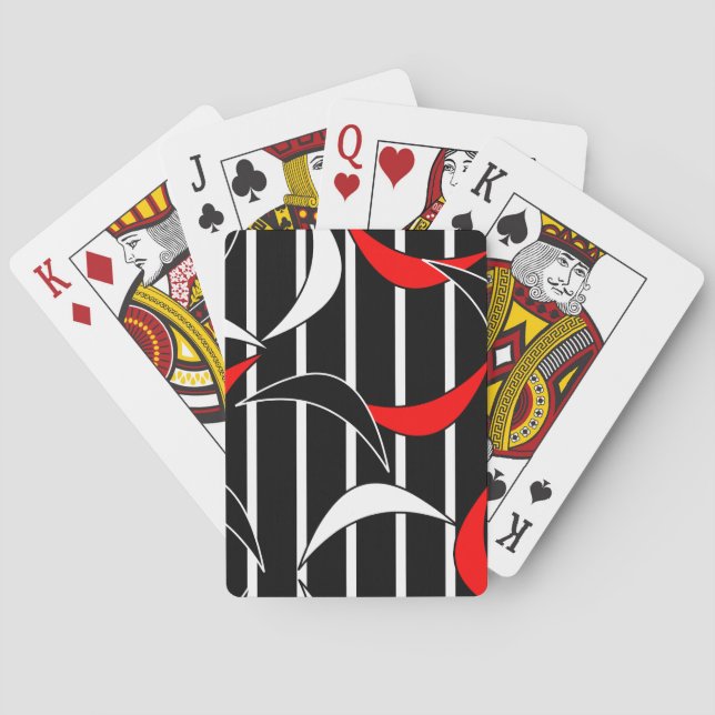 Moderne Kunst in Schwarz, Weiß, Rot Spielkarten (Rückseite)