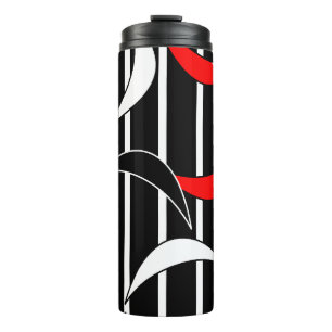 Moderne Kunst in Schwarz, Weiß, Rot Thermosbecher