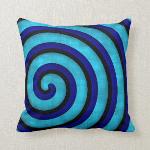 Moderne Kunst kühn blauer Spirale zeitgenössisches Kissen