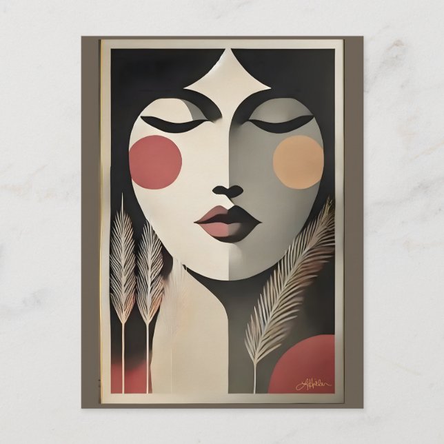 Moderne Kunst Meditation Mitte des Jahrhunderts Postkarte (Vorderseite)