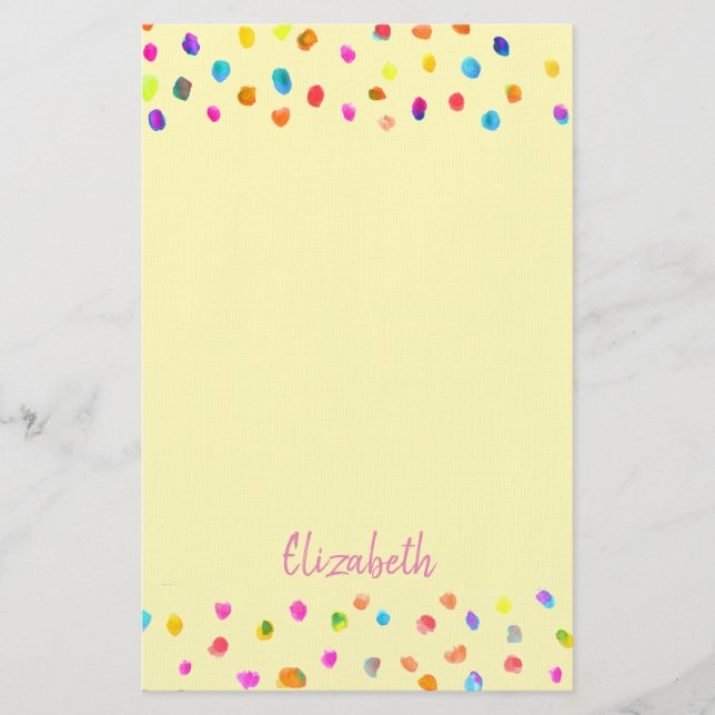 Moderne Kunst niedlich dots Girl personalisiert Briefpapier (Vorderseite)