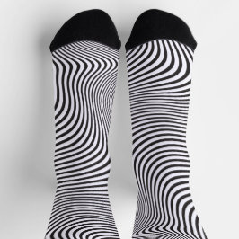 Moderne Kunst Op-Art MCM Schwarz Weiß Zebrastreife Socken