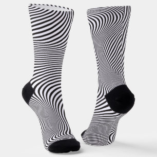Moderne Kunst Op-Art MCM Schwarz Weiß Zebrastreife Socken