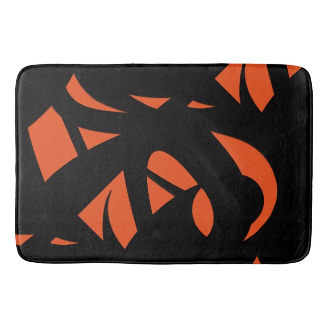 Moderne Kunst Orange / Schwarz Badematte (Vorderseite)