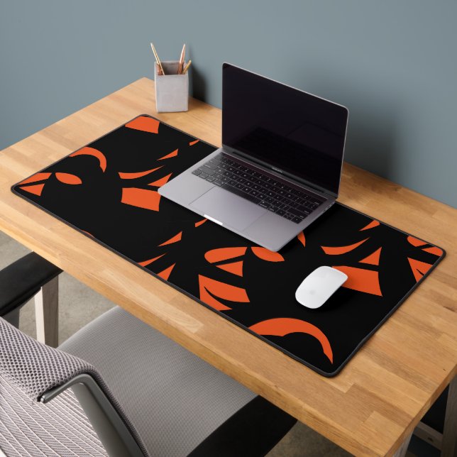 Moderne Kunst Orange / Schwarz Schreibtischunterlage (Büro 2)