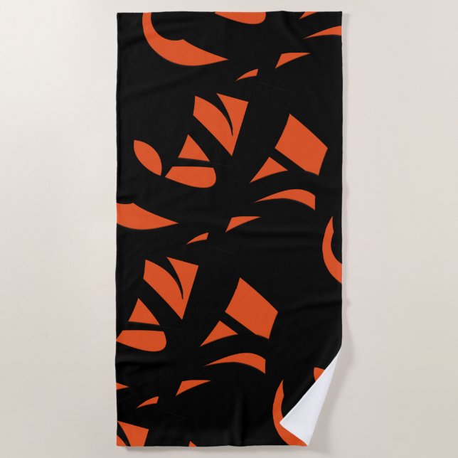Moderne Kunst Orange / Schwarz Strandtuch (Vorderseite)