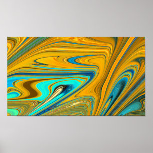 Moderne Kunst-orange und aquamarines Plakat
