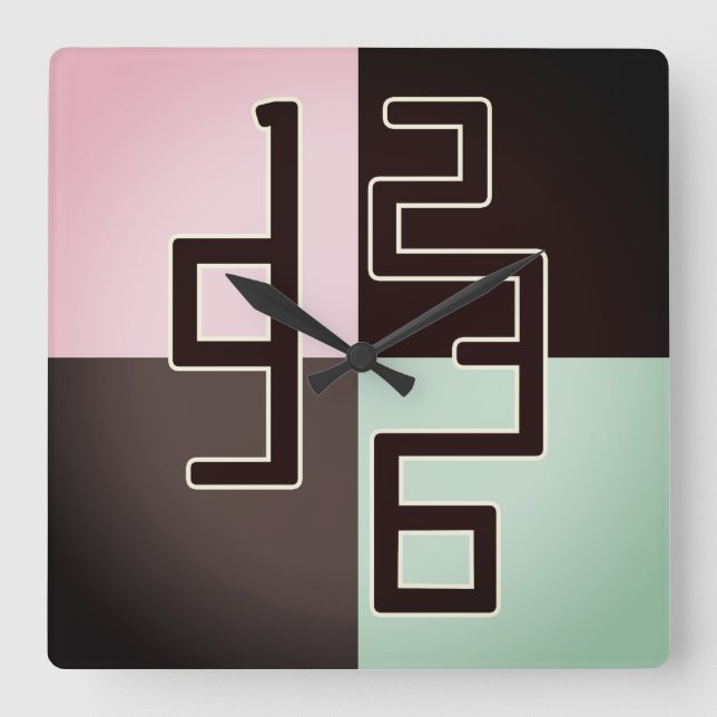 Moderne Kunst Quadratische Wanduhr (Vorderseite)