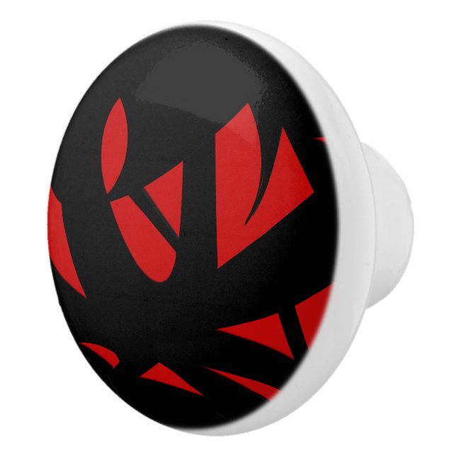 Moderne Kunst rot / schwarz Keramikknauf (Rechts)