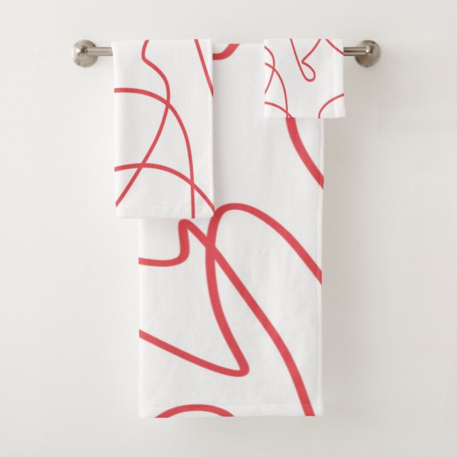 Moderne Kunst: Rot und Weiß Badhandtuch Set (Insitu)