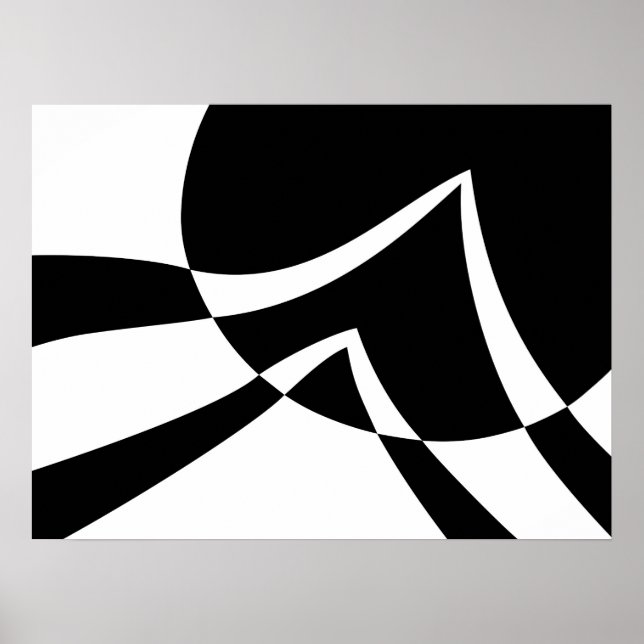 Moderne Kunst Schwarz-Weiß Poster (Vorne)