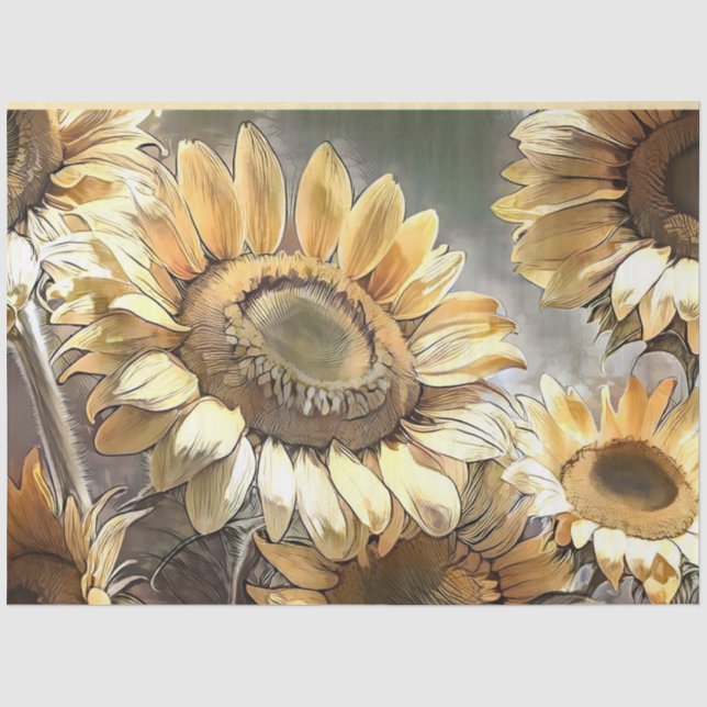 Moderne Kunst Sonnenblumen Seidenpapier (Vorderseite)