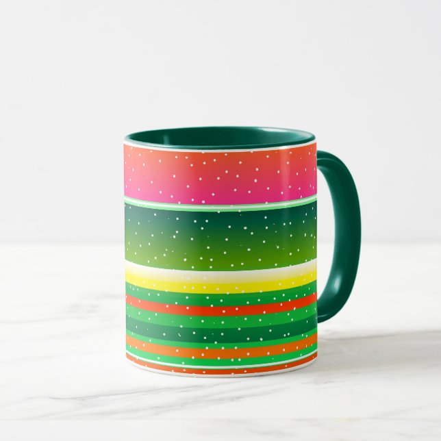 Moderne, künstlerisch gestreifte Weihnachtsmuster- Tasse (VorderseiteRechts)
