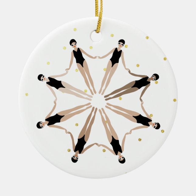 Moderne künstlerisch synchronisierte Schwimmer Gol Keramik Ornament (Vorne)