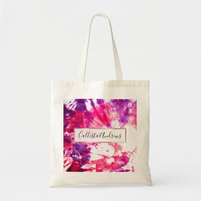 Moderne Künstlerische Abstrakte Neon Pink Lila Gef Tragetasche (Vorne)