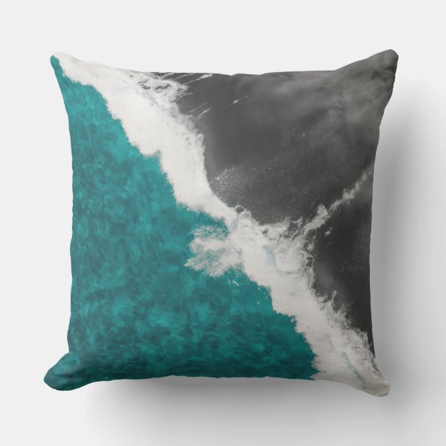 Moderne künstlerische aquamarine blaues kissen (Vorderseite)