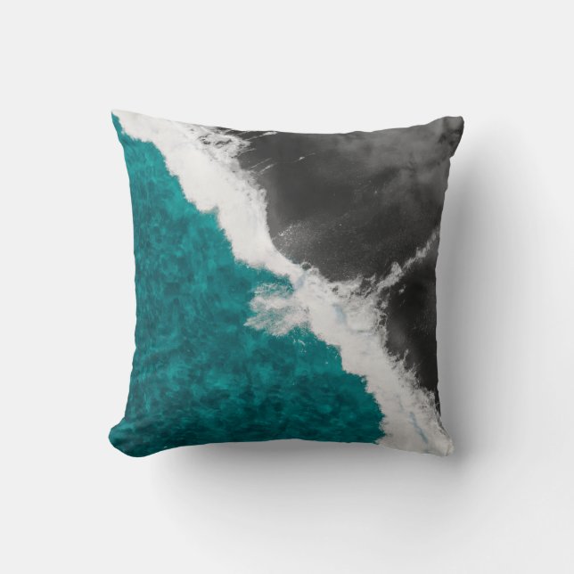 Moderne künstlerische aquamarine blaues kissen (Vorderseite)
