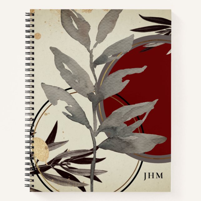 Moderne künstlerische Aquarellbilder Mit Monogramm Notizbuch (Vorderseite)