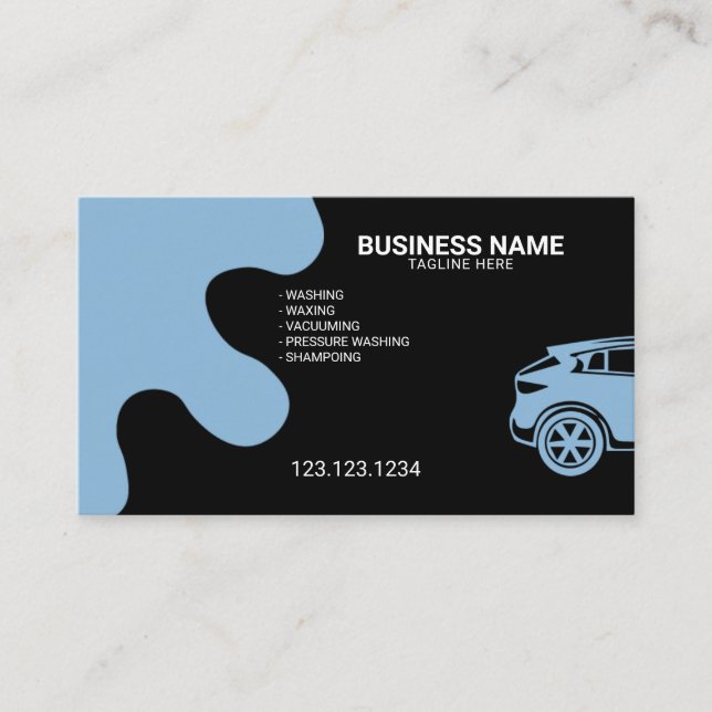 Moderne, künstlerische Black Mobile Car Wash & Det Visitenkarte (Vorderseite)