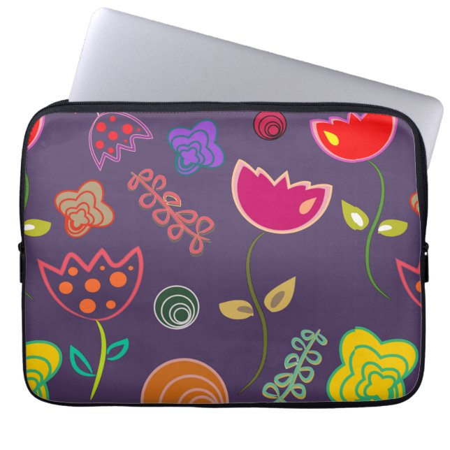 Moderne künstlerische lila und rosa Blume Laptopschutzhülle (Vorderseite)
