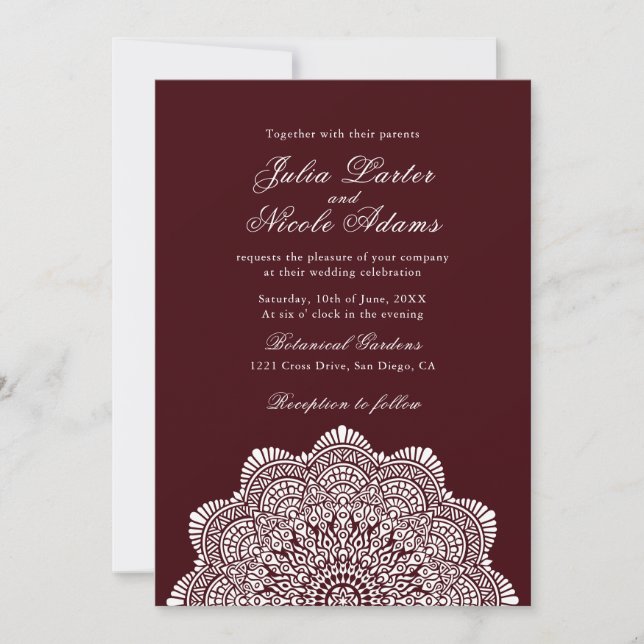 Moderne künstlerische Motiv Stil Mandala Hochzeit Einladung (Vorderseite)
