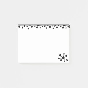 Moderne künstlerische schwarze Spritzer auf Weiß Post-it Klebezettel