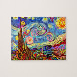 Moderne künstlerische Starry Night Painting<br><div class="desc">Eine künstlerisch gestaltete und digital bemalte Sternenlandschaft mit Zypressenbaum.</div>