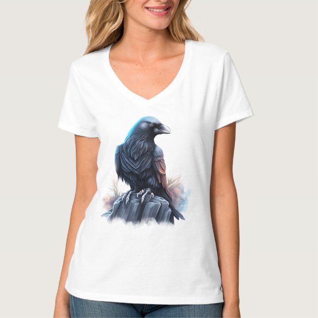 Moderne künstliche Intelligenz erzeugt Dunkelraven T-Shirt (Vorderseite)