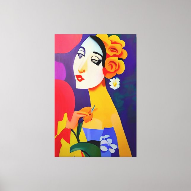 Moderne Kunstmalerei von Frauen abstraktes Kubisöl Leinwanddruck (Vorderseite)