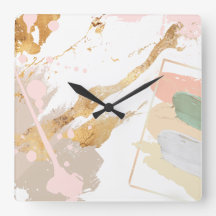 Moderne Kunstmauer - Rosa, Gold, Grau