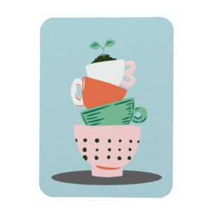 Moderne Kunststapel und Pflanze Magnet