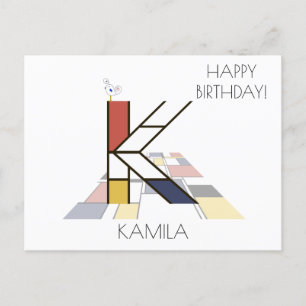 Moderne Kunststil-Monogramm. Buchstabe K Postkarte