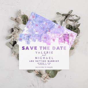 Moderne Kunsttischlerei Rosa und Lila Hochzeit Save The Date