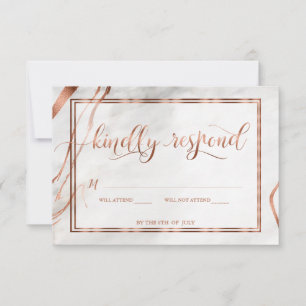 Moderne Kupfer- und Italienische Marmorhochzeit In RSVP Karte