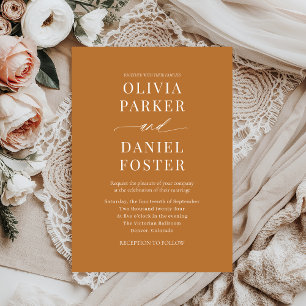 Moderne Kupferbronze Boho Minimalistische Hochzeit Einladung
