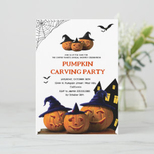 Moderne Kürbisschnitzerei Erwachsene Halloween-Par Einladung