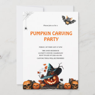 Moderne Kürbisschnitzerei Halloween-Party Einladung