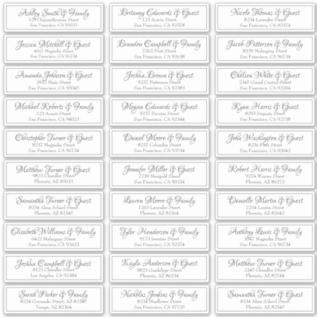 Moderne kursive Skriptaufschrift Hochzeitgästen Ad Aufkleber (Vorderseite)