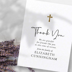 Moderne Kursivschrift Faux-Gold-Kreuz-Gedenkstätte Postkarte