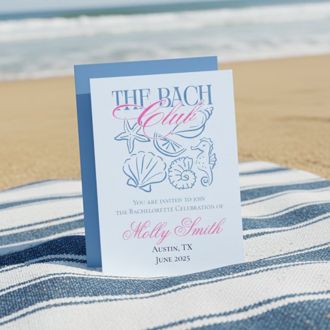 Moderne Küste Bachelorette Wochenende Ausflug Einladung (Plan your beachside bash in style with this Coastal “Bach Club” Bachelorette Itinerary! )