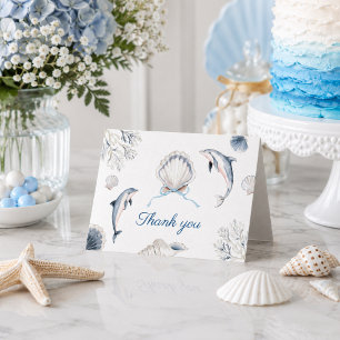 Moderne Küsten-Baby Shower Junge Dankeskarte