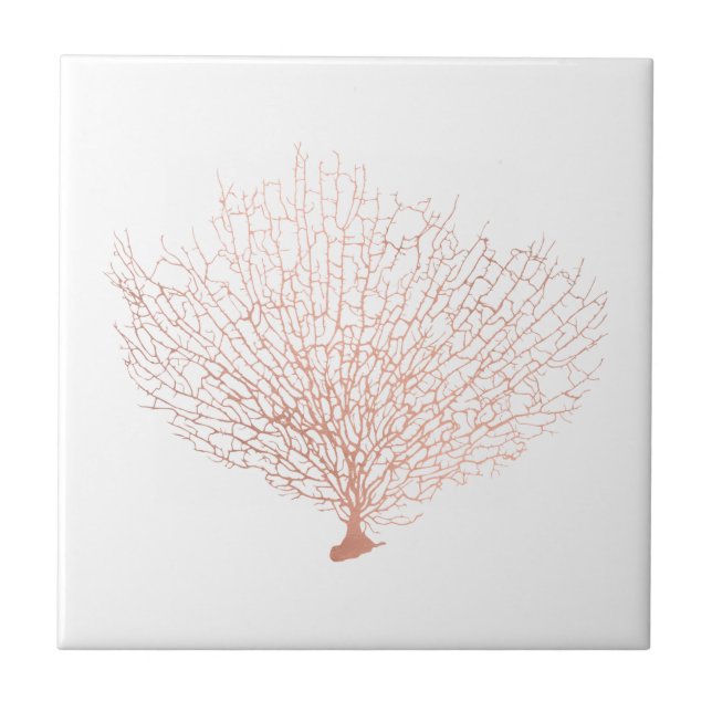 Moderne Küsten-Rose Gold Sea Fan Coral Fliese (Vorderseite)