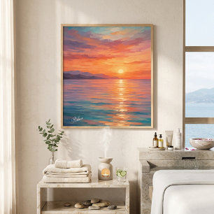 Moderne Küstenlandschaft Sonnenuntergang über der Poster
