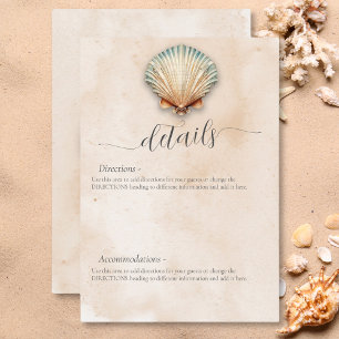 Moderne Küstenseashell-Sand-Hochzeiten Details Begleitkarte